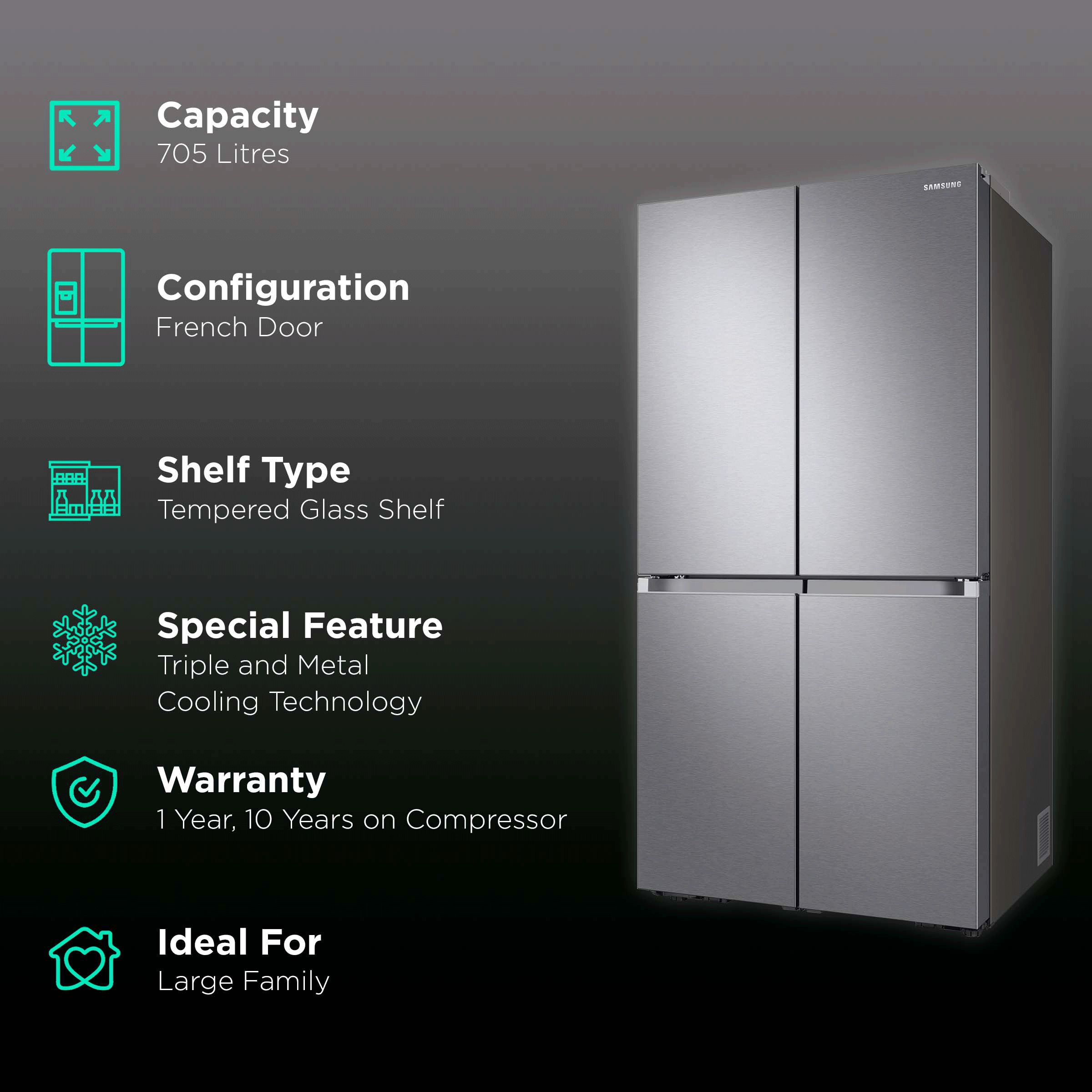 Buy SAMSUNG 705 Litres Frost Free French Door Smart WiFi Enabled